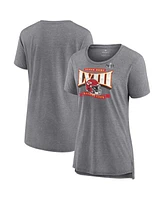 Women's Fanatics Heather Gray Kansas City Chiefs Super Bowl Lviii Our Pastime Tri-Blend Scoop Neck T-shirt