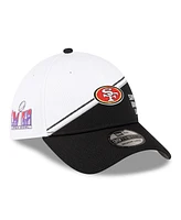 Men's New Era White, Black San Francisco 49ers Super Bowl Lviii Sideline 39THIRTY Flex Fit Hat