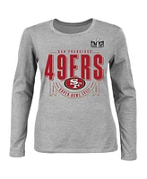 Women's Fanatics Heather Gray San Francisco 49ers Super Bowl Lviii Plus Quick Pass Long Sleeve T-shirt