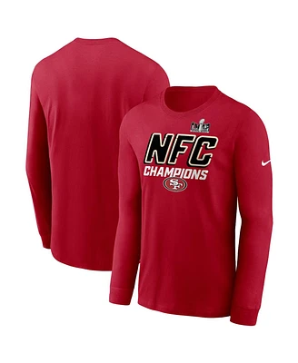 Men's Nike Scarlet San Francisco 49ers 2023 Nfc Champions Iconic Long Sleeve T-shirt