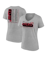 Women's Fanatics Heather Gray San Francisco 49ers Super Bowl Lviii Roster V-Neck T-shirt