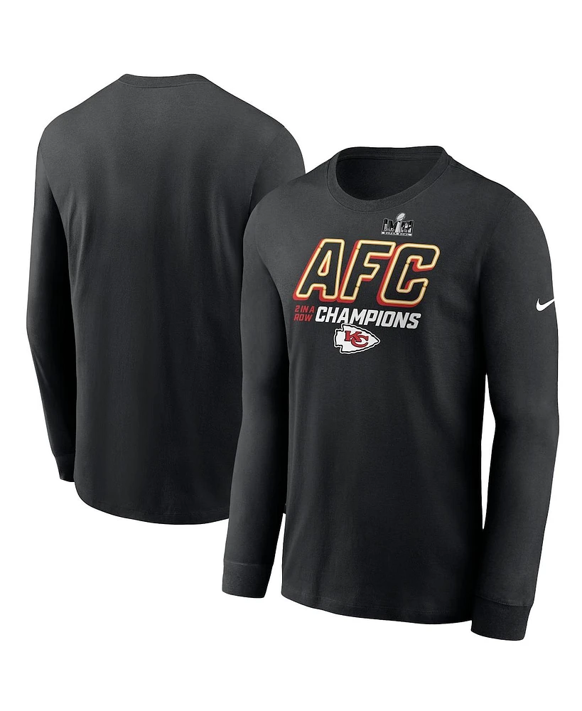 Men's Nike Black Kansas City Chiefs 2023 Afc Champions Iconic Long Sleeve T-shirt