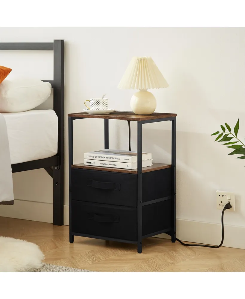 Simplie Fun Charging End Table with 2 Drawers