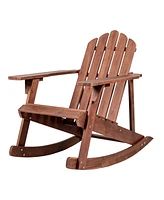 Kiawah Outdoor Patio Classic Acacia Wood Adirondack Rocking Chair, Dark Brown