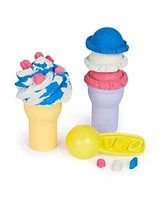 Kinetic Sand, Soft Serve Station with 14 oz of Play Sand Blue, Pink and White ,2 Ice Cream Cones and 2 Tools - Multi