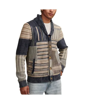 Lucky Brand Men's Long Sleeve Patchwork Shawl Cardigan Sweater