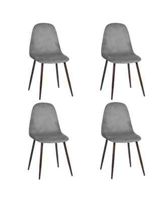 Simplie Fun Set Of 4 Scandinavian Velvet Chairs - Light Grey