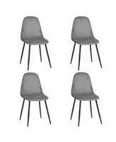 Simplie Fun Set Of 4 Scandinavian Velvet Chairs - Light Grey