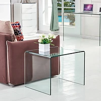 Streamdale Furniture Tempered Transparent Glass End Table Small Sofa Table