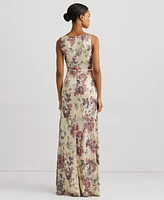 Lauren Ralph Women's Metallic Floral Chiffon Gown