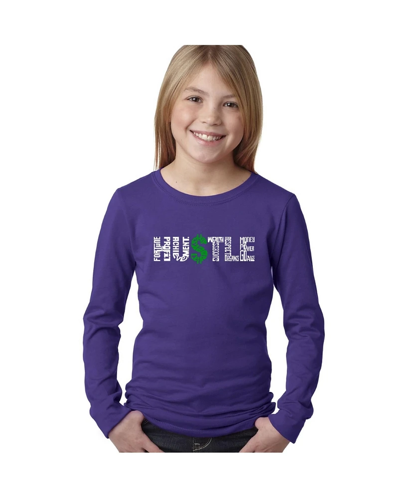 Girl's Word Art Long Sleeve - Hustle T-shirt