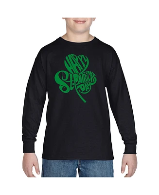 Boy's Word Art Long Sleeve - St. Patrick's Day Shamrock Tshirt