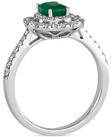 Le Vian Costa Smeraldas Emeralds (3/8 ct. t.w.) & Vanilla Diamond (1/3 ct. t.w.) Halo Ring in Platinum