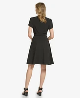 Calvin Klein Women's Crewneck Short-Sleeve A-Line Dress