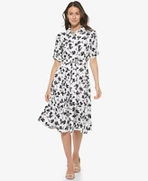 Calvin Klein Women's Collared Elbow-Sleeve Shirtdress