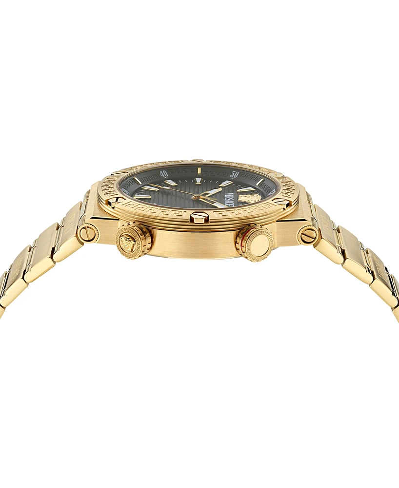 Versace Men's Swiss Gold Ion Plated Stainless Steel Bracelet Watch 43mm