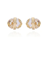 Vince Camuto Gold-Tone Clear Glass Stone Button Clip-On Earrings