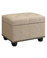 Convenience Concepts 24" Faux Linen 5th Avenue Storage Ottoman