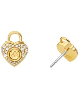 Michael Kors Silver-Tone or Gold-Tone Heart Lock Stud Earrings