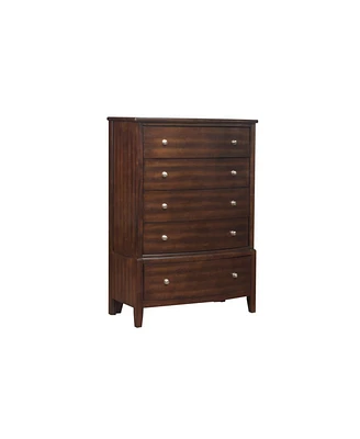 Dark Cherry Finish 1pc Chest of 5x Drawers Satin Nickel Tone Knobs Transitional Style Bedroom Furniture Cabinet