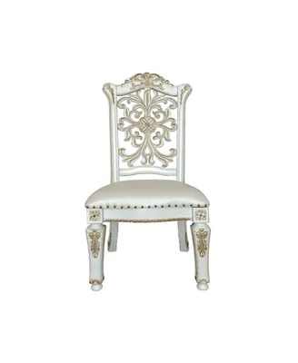 Simplie Fun Vendome Side Chair(Set of 2), Pu & Antique Pearl Finish