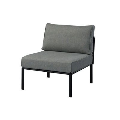 Simplie Fun Rajni Patio-Armless Chair, Gray Fabric & Black Finish