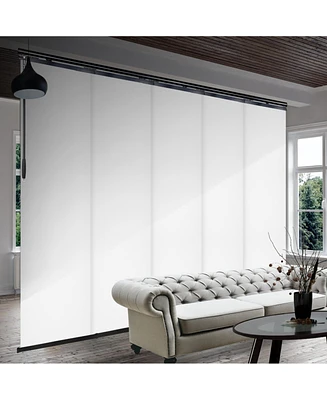 Laci White Blind 5-Panel Single Rail Panel Track Extendable 58"-110"W x 94"H, width 23.5"