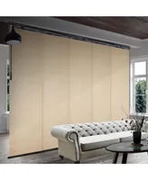 Flax Gold Blind 5-Panel Single Rail Panel Track Extendable 58"-110"W x 94"H, width 23.5"