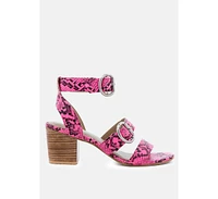 Nella Womens Stacked Heel Leather Sandal