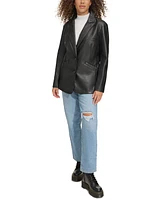 Levi's Women's Single-Breasted Faux-Leather Blazer