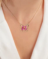 Lab-Grown Pink Sapphire Openwork Butterfly 18" Pendant Necklace (1/2 ct. t.w.) in 14k Rose Gold-Plated Sterling Silver