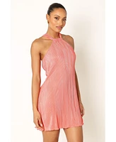 Melody Plisse Halter Mini Women's Dress