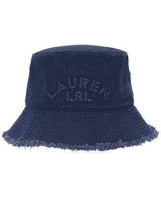 Lauren Ralph Cotton Bucket Hat with Frayed Edge