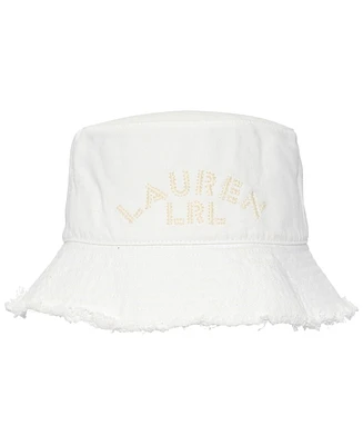 Lauren Ralph Cotton Bucket Hat with Frayed Edge