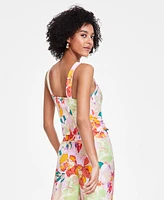 Bar Iii Women's Floral-Print Square-Neck Tank Top, Created for Macy's