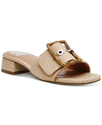 Dv Dolce Vita Women's Niece Raffia Block-Heel Buckle Slide Sandals