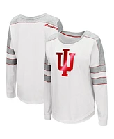 Women's Colosseum White Indiana Hoosiers Trey Dolman Long Sleeve T-shirt