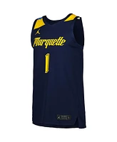 Men's Jordan #1 Navy Marquette Golden Eagles Replica Basketball Jersey