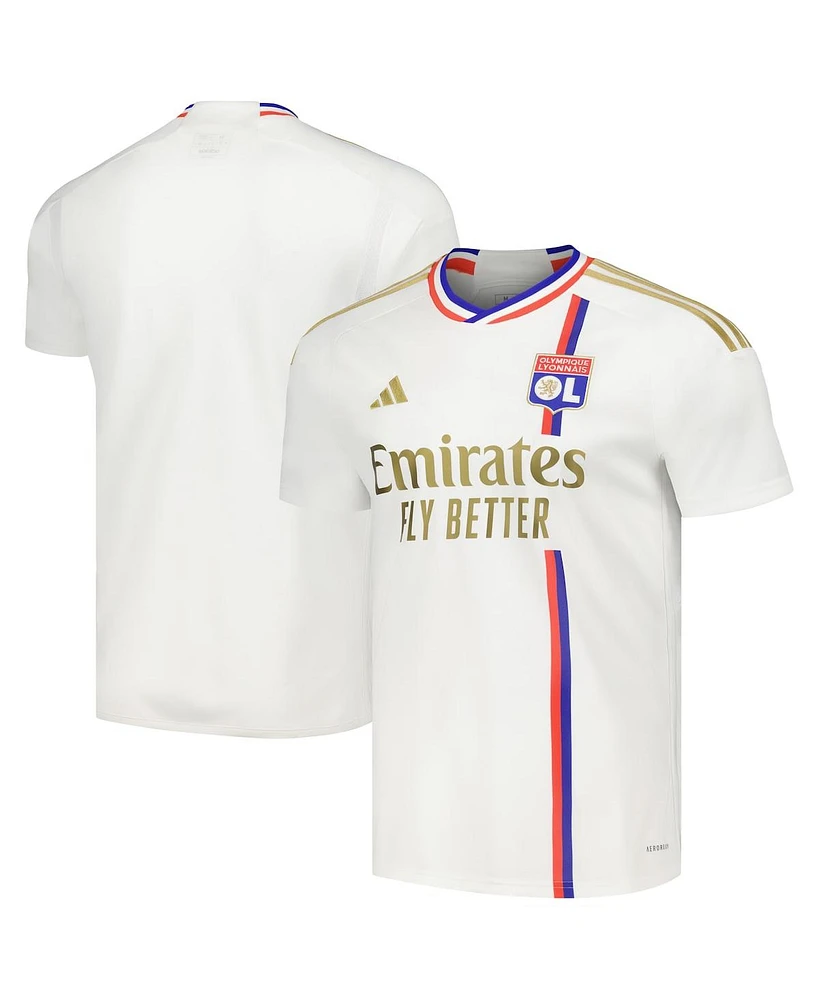 Men's adidas White Olympique Lyonnais 2023/24 Home Replica Jersey