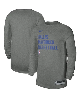 Men's and Women's Nike Heather Gray Dallas Mavericks 2023/24 Legend On-Court Practice Long Sleeve T-shirt
