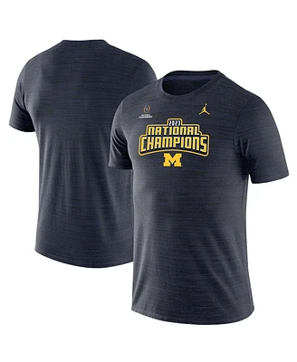 Men's Jordan Brand Navy Michigan Wolverines College Football Playoff 2023 National Champions Velocity Legend Performance T-shirt