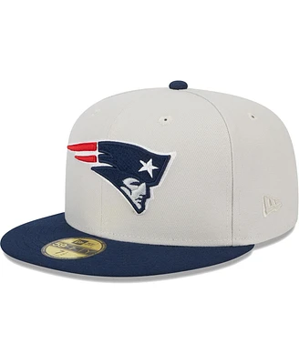 Men's New Era Khaki, Navy England Patriots Super Bowl Champions Patch 59FIFTY Fitted Hat
