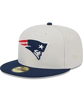 Men's New Era Khaki, Navy England Patriots Super Bowl Champions Patch 59FIFTY Fitted Hat