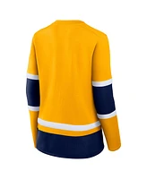 Women's Fanatics Gold, Navy Nashville Predators Top Speed Lace-Up Pullover Sweatshirt