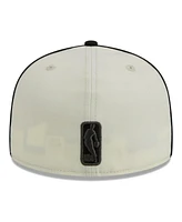 Men's New Era Cream, Black Brooklyn Nets Piping 2-Tone 59FIFTY Fitted Hat