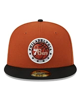 Men's New Era Rust, Black Philadelphia 76ers Two-Tone 59FIFTY Fitted Hat