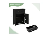 2-Door Freestanding Bathroom Cabinet with Drawer and Adjustable Shelf