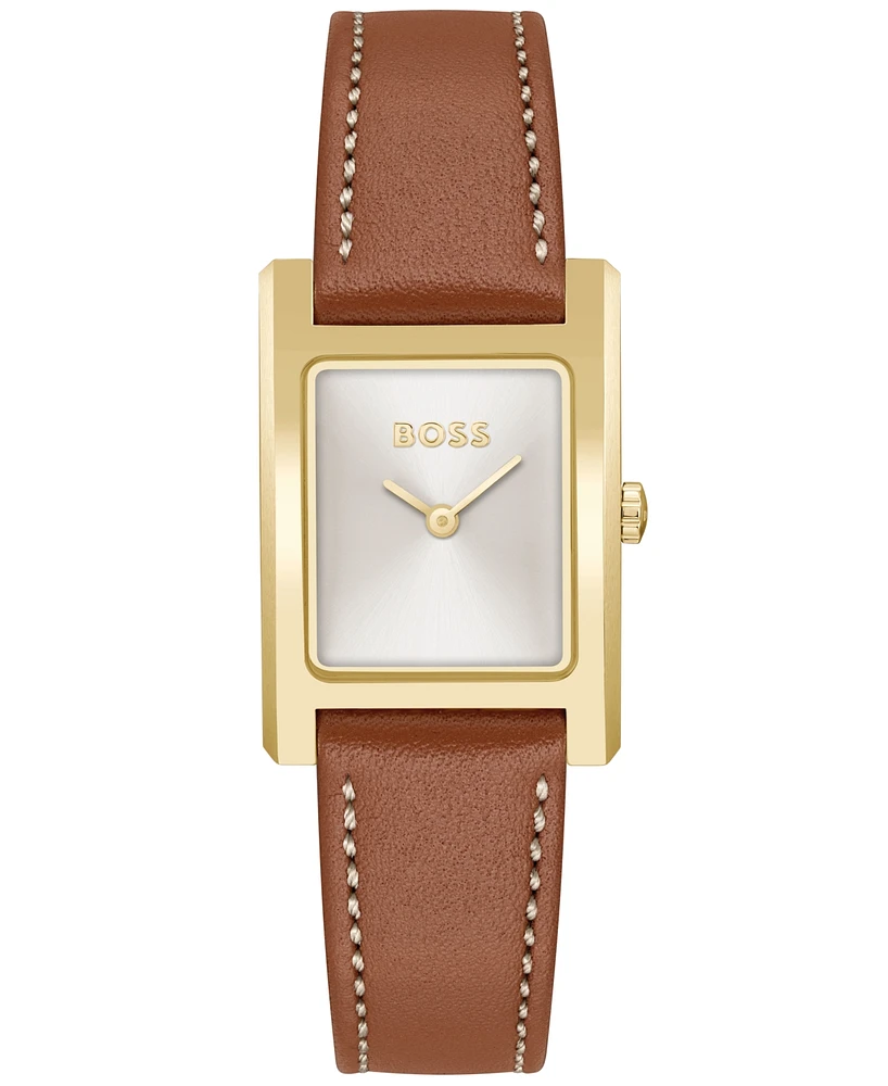 Hugo Boss Women's Lucy Quartz Basic Slim Brown Leather Watch 23mm