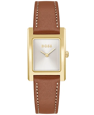 Hugo Boss Women's Lucy Quartz Basic Slim Brown Leather Watch 23mm