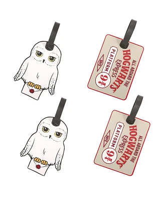 Harry Potter Luggage Tag Hedwig The Owl and Hogwarts Express Platform 9-3/4 Pvc Travel Tags Gifts - Set of 4